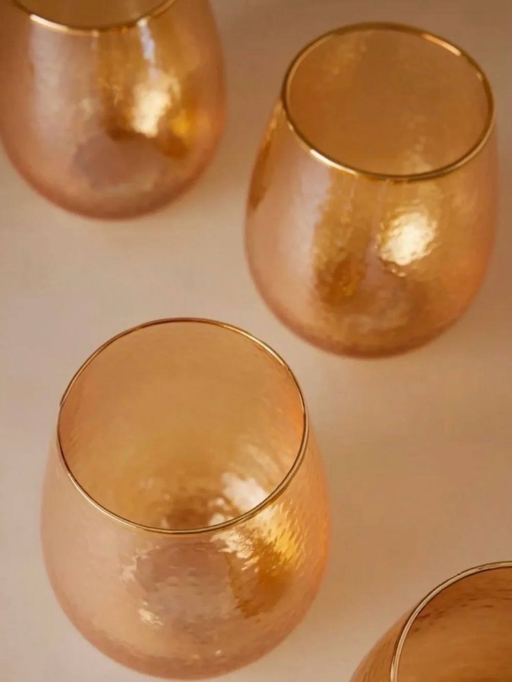 NEW! Anthropologie ZaZa Stemless Wine Tumblers in Honey (Set of 2)